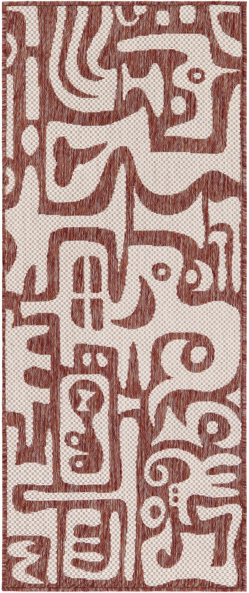2' x 5' 3 Hungerford · Abstract Outdoor Rug, rust red