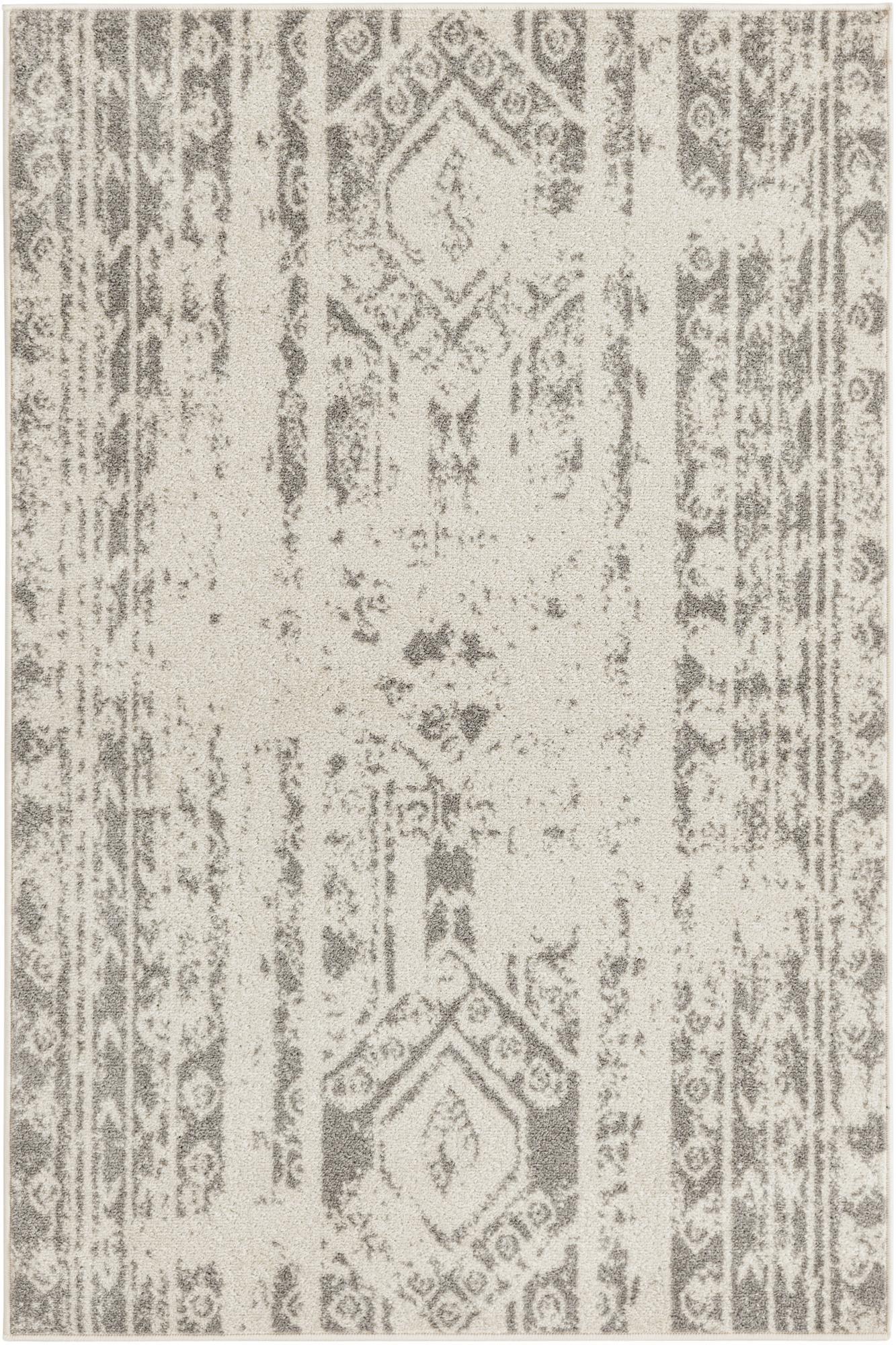 4' x 6' Underhill · Abstract rug, ivory and gray