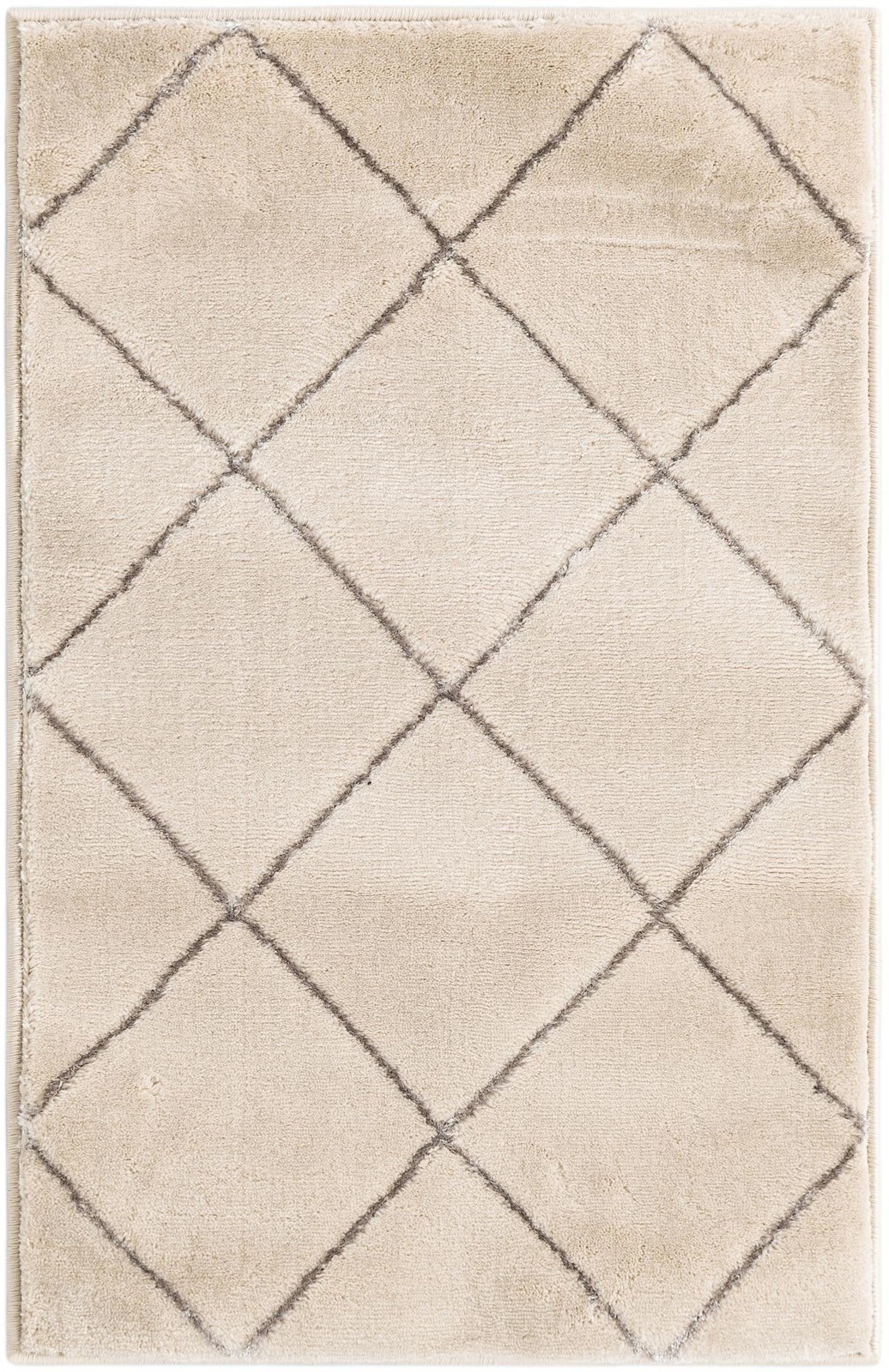 2' x 3' Gilchrist · Diamond lattice rug, ivory and grey