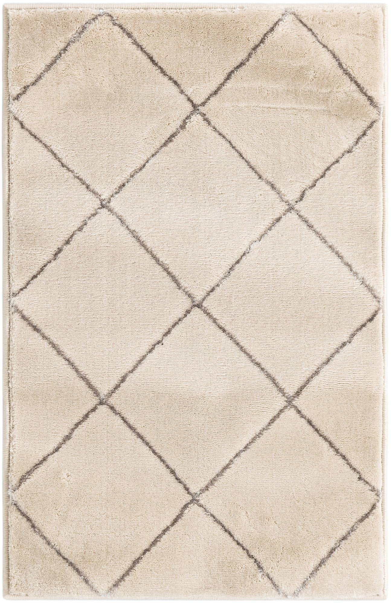 2' x 3' Gilchrist · Diamond lattice rug, ivory and grey