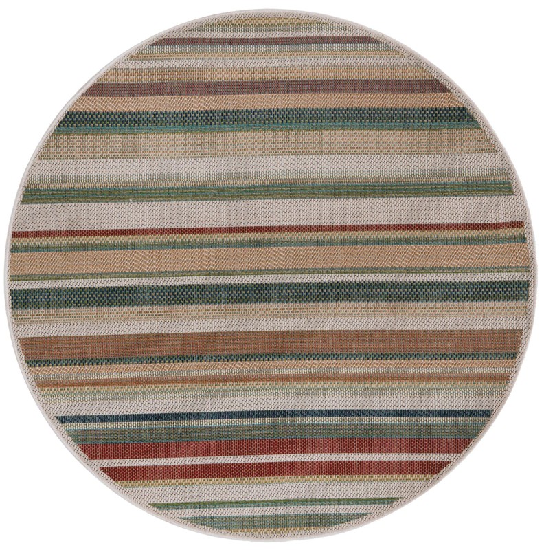5' 3 x 5' 3 McBride · Striped Outdoor Rug, multicolor and ivory