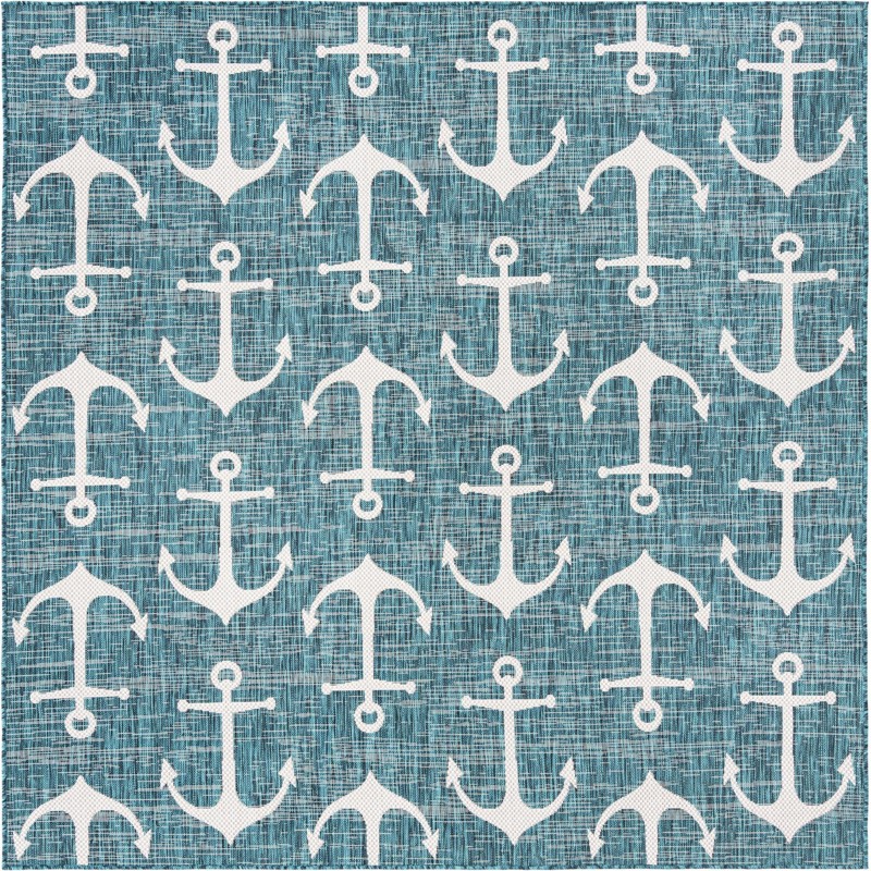 7' 10 x 7' 10 Millbrook · Pictoral Outdoor Rug, teal