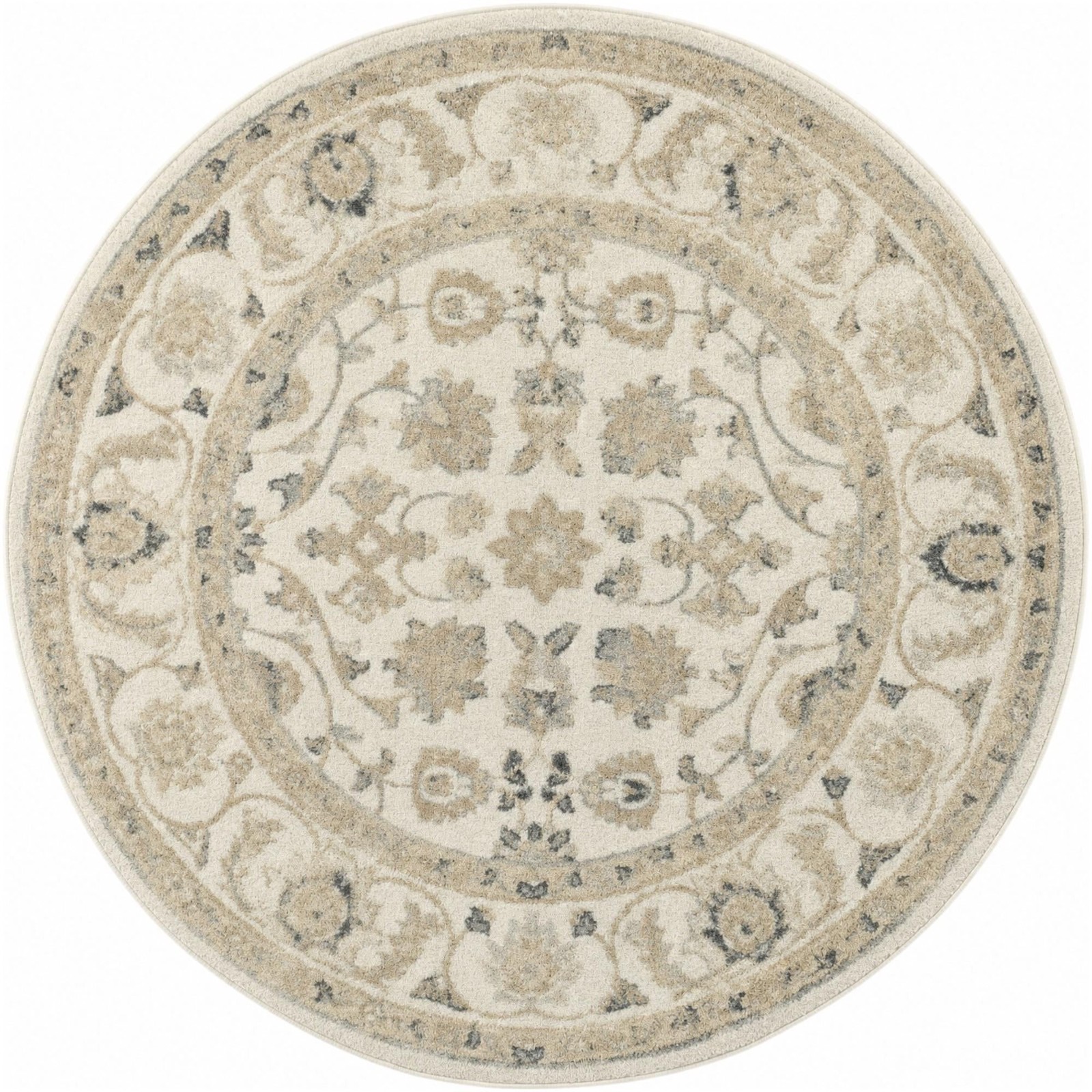6' x 6' Aspen · Border rug, ivory