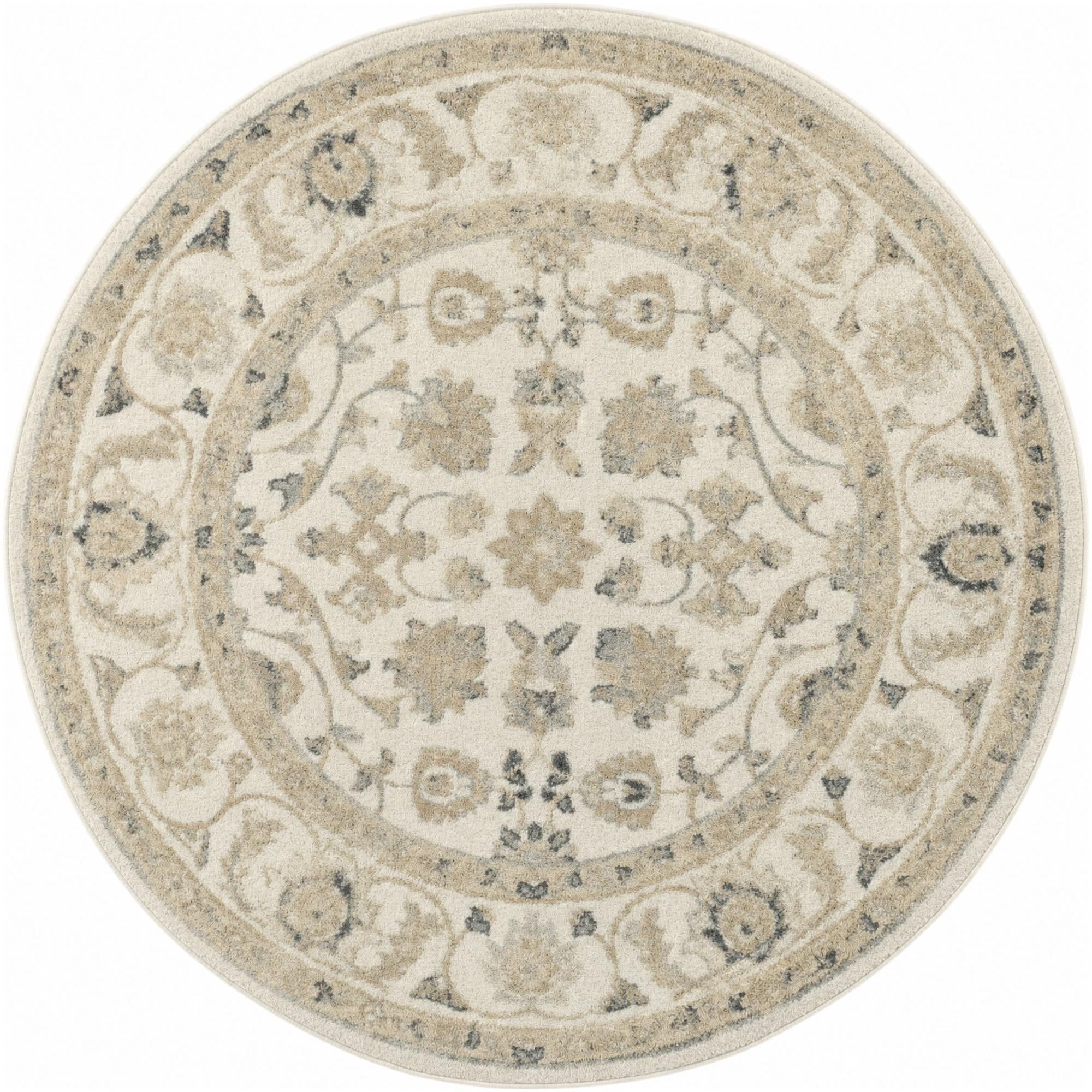 6' x 6' Aspen · Border rug, ivory