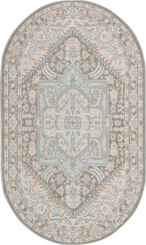 Jessup · Medallion rug, gray, ivory and blue