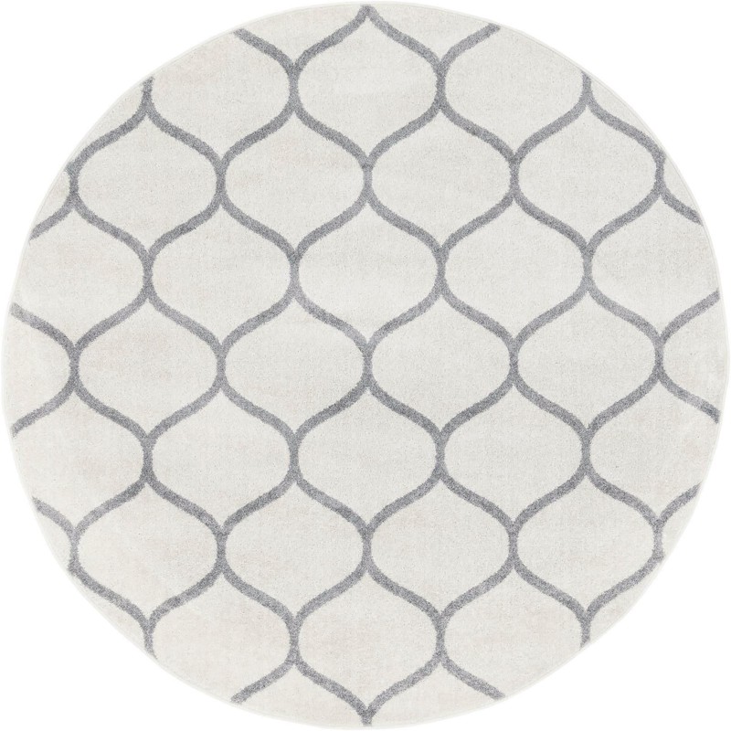 3' x 3' Ingram · Lattice rug, ivory and gray