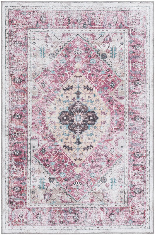 4' x 6' Trillium · Medallion Washable Rug, coral and ivory