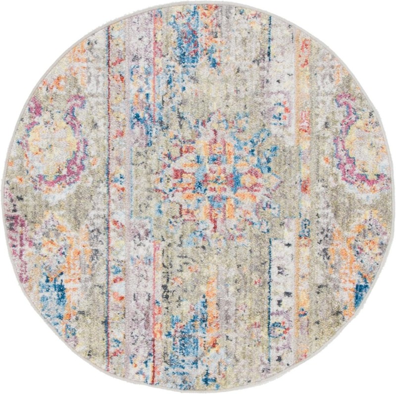 3' 3 x 3' 3 Amos · Distressed medallion rug, multicolor
