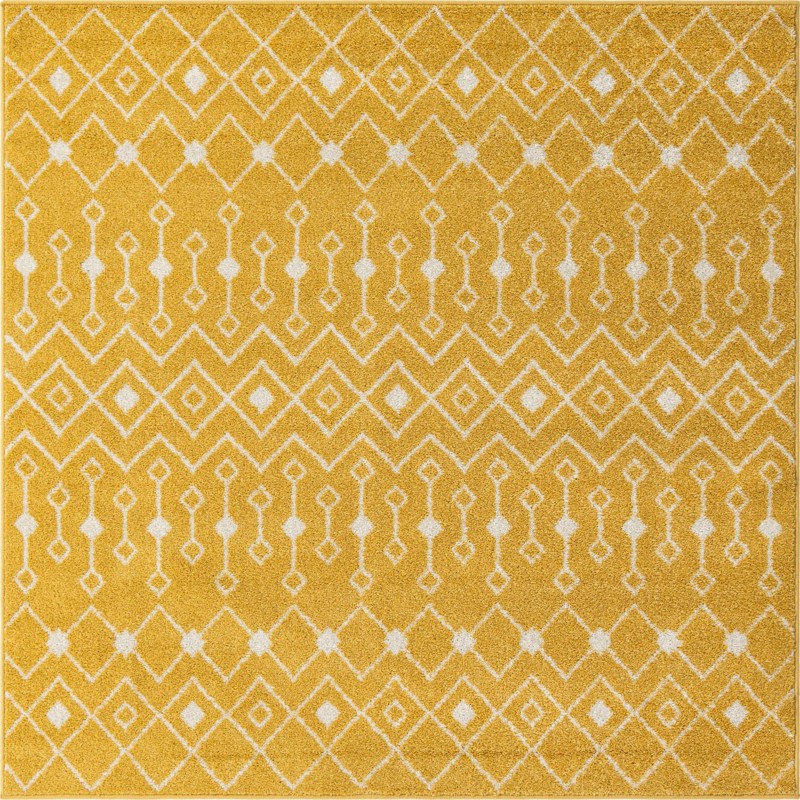 6' x 6' Boswell · Geometric lattice rug, yellow and ivory