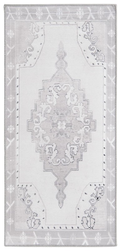 2' x 4' Sanderson · Medallion Washable Rug, gray and white