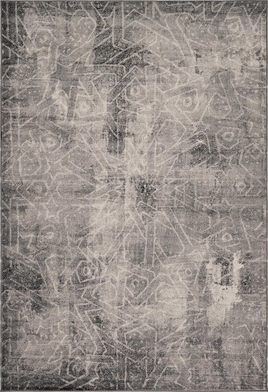 6' x 9' Blakemore · Distressed medallion rug, gray and ivory