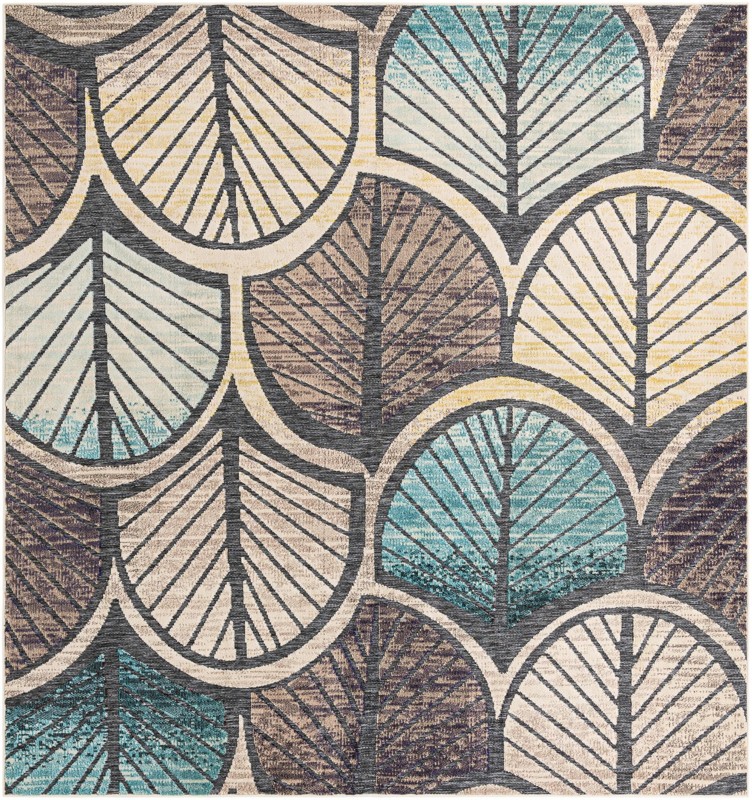Brice · Floral / botanical Outdoor Rug, gray blue ivory