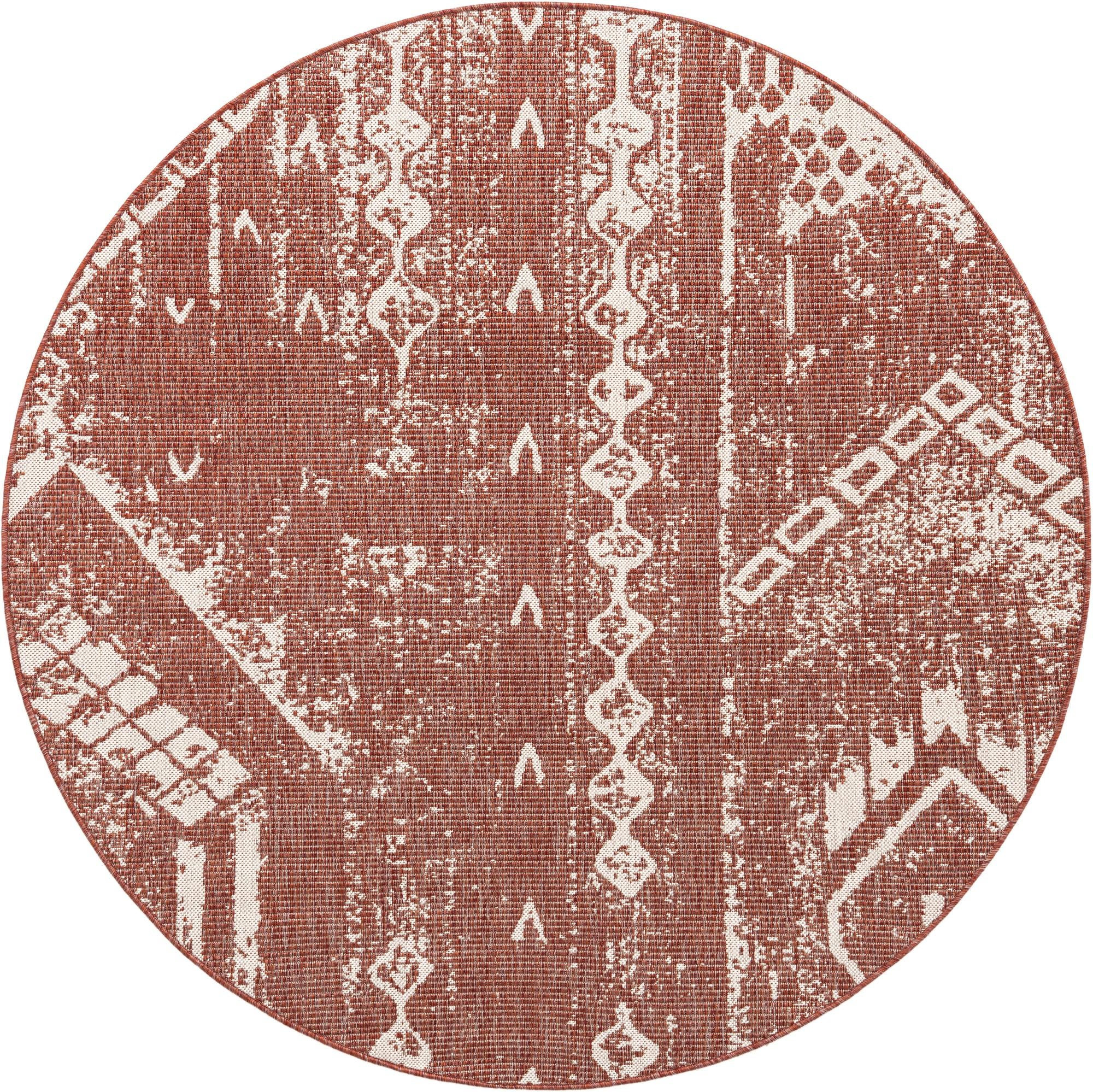 6' x 6' Wildman · Geometric Outdoor Rug, rust red