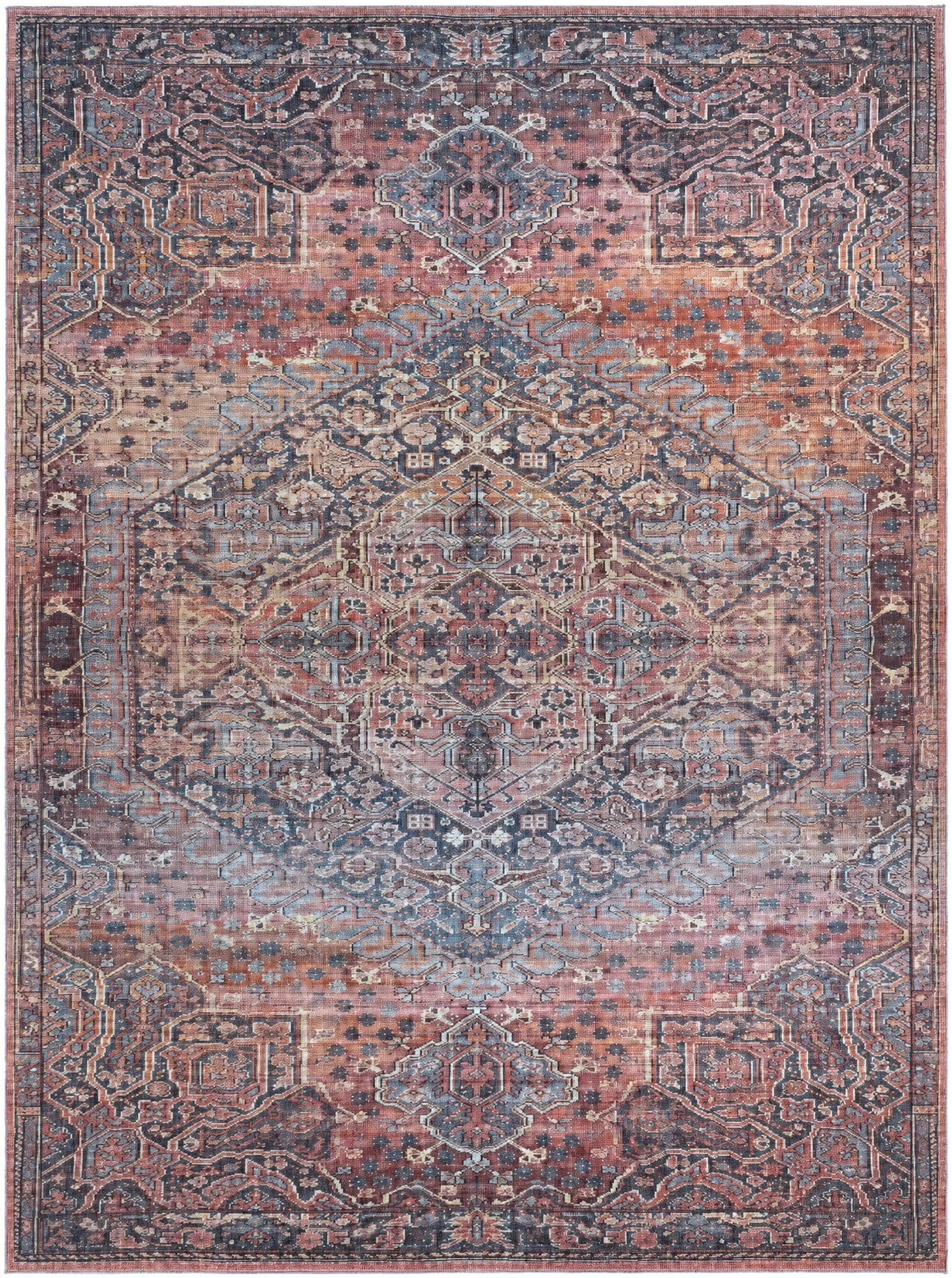 10' 6 x 14' Darnell · Medallion rug, rust and navy