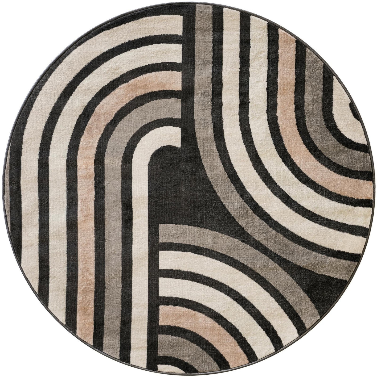 5' 3 x 5' 3 Parkes · Geometric arch rug, charcoal and beige