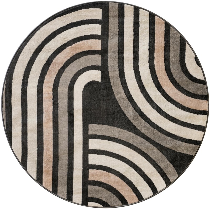 5' 3 x 5' 3 Parkes · Geometric arch rug, charcoal and beige