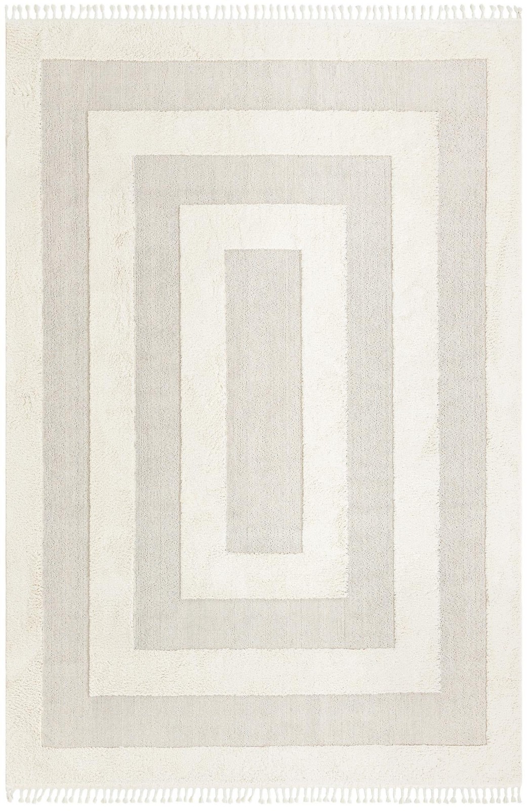 9' 6 x 14' 3 Rickard · Concentric rectangle rug, ivory and beige