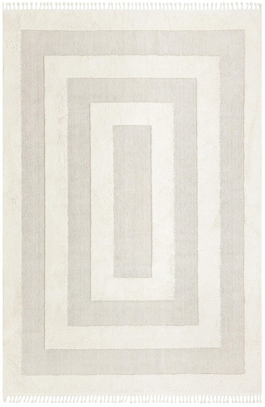9' 6 x 14' 3 Rickard · Concentric rectangle rug, ivory and beige