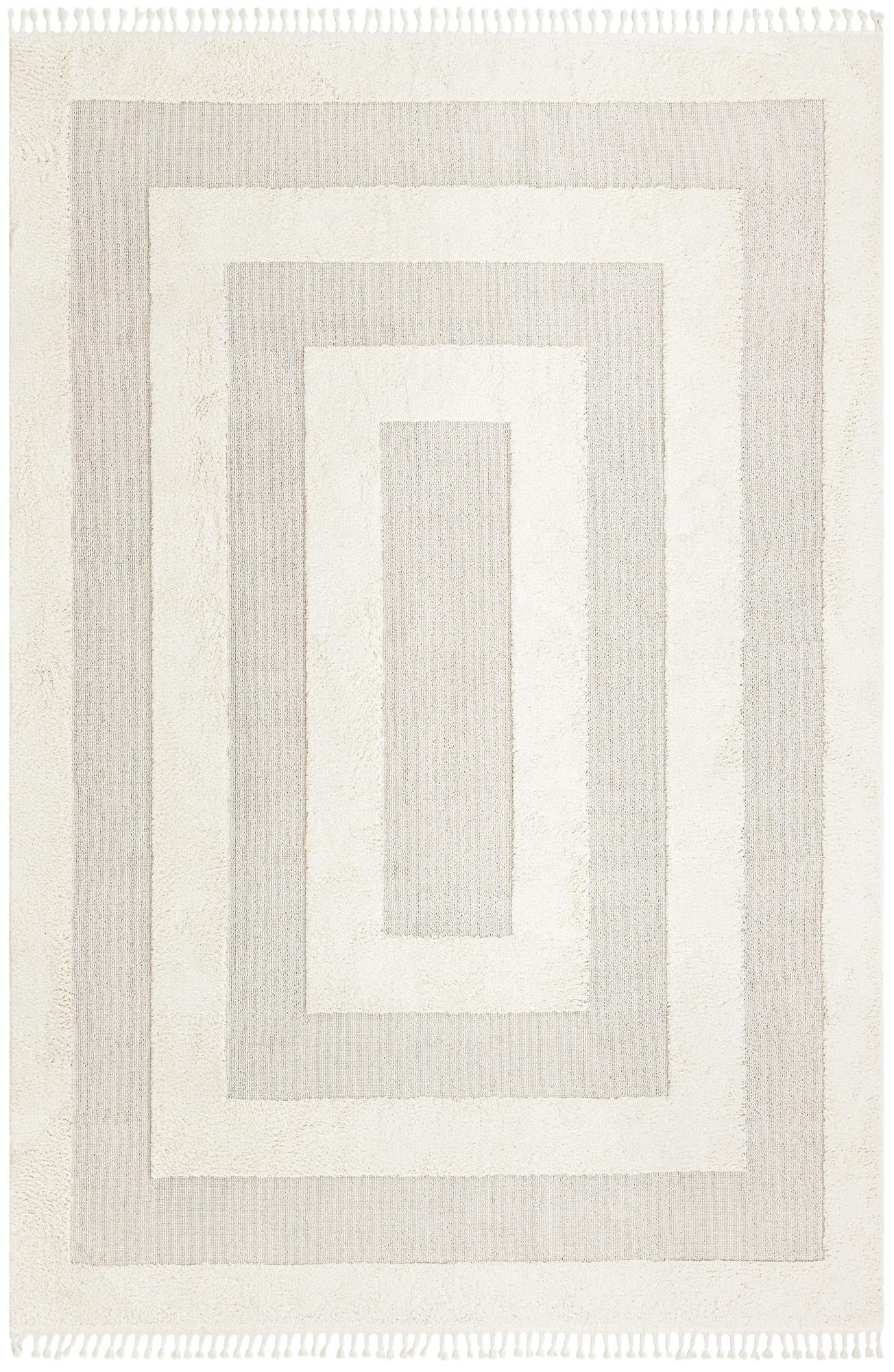 9' 6 x 14' 3 Rickard · Concentric rectangle rug, ivory and beige