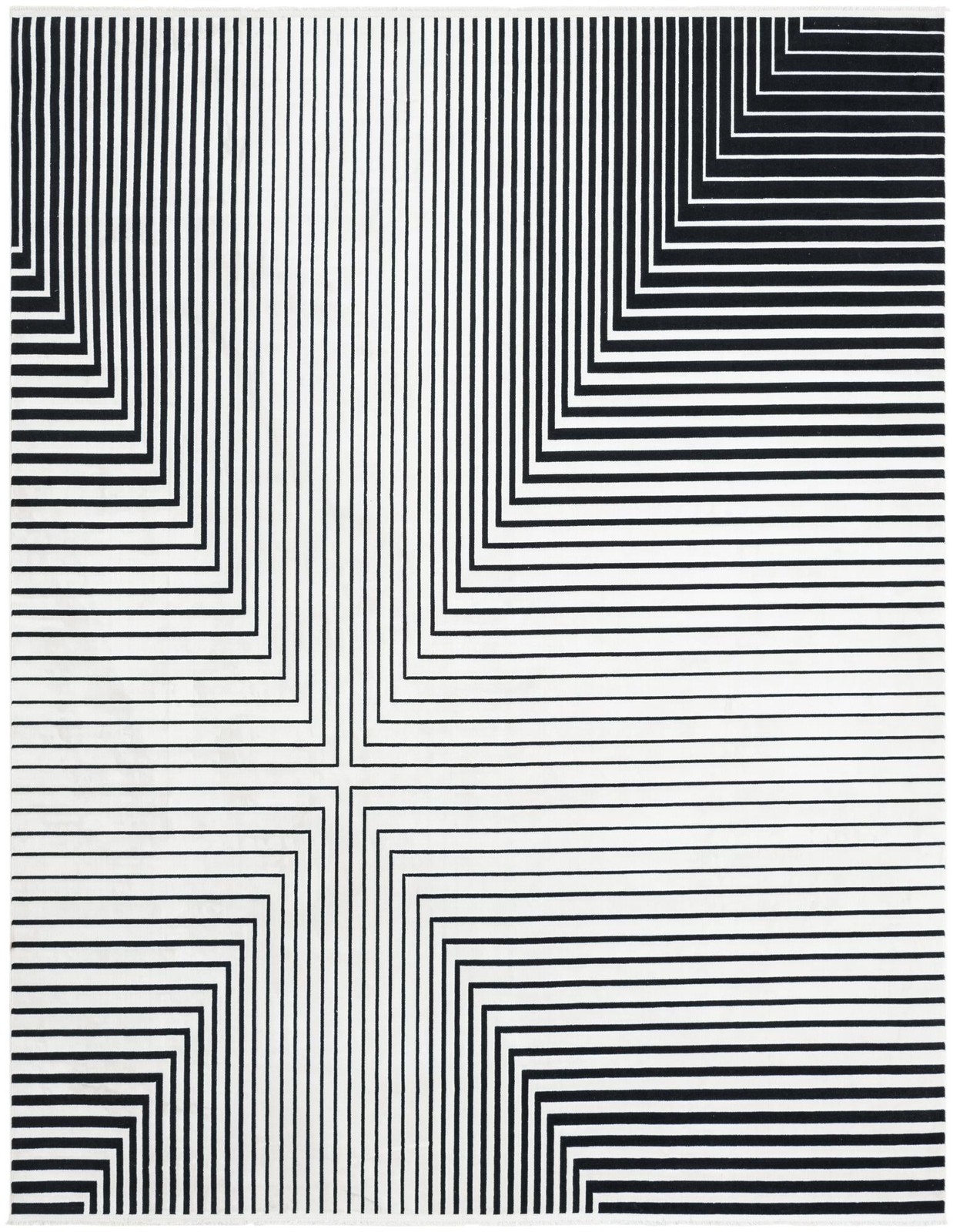 7' 10 x 10' Riggs · Geometric lines rug, black and white