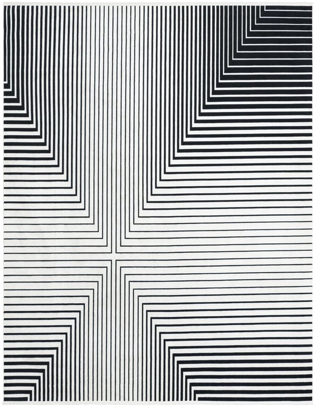 7' 10 x 10' Riggs · Geometric lines rug, black and white