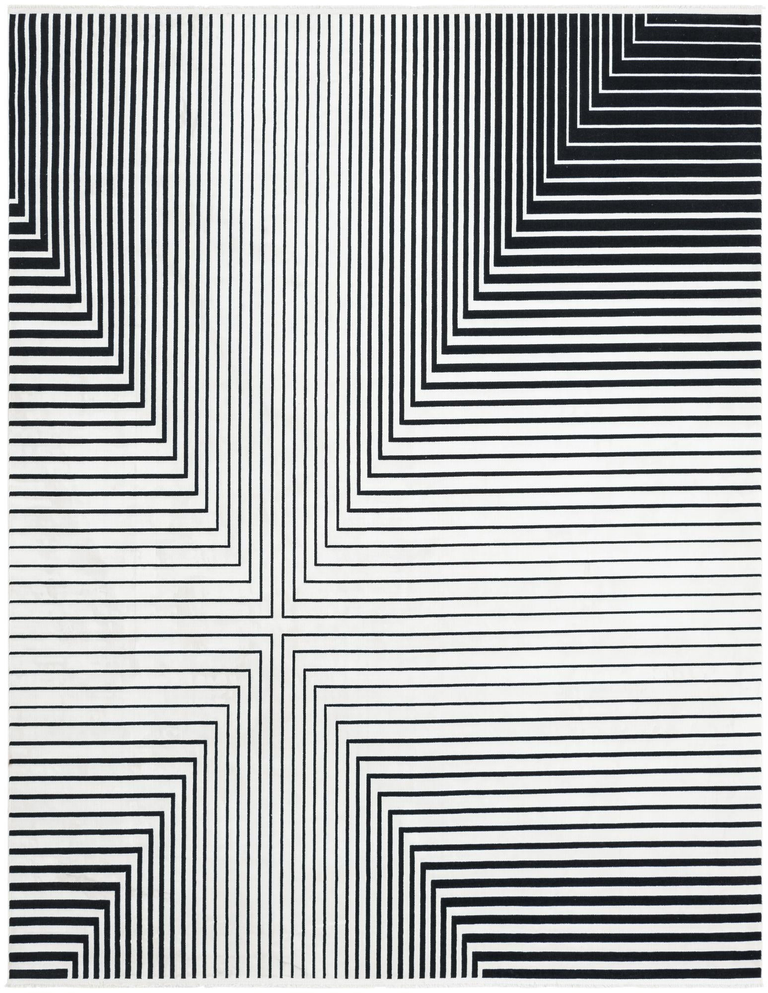 7' 10 x 10' Riggs · Geometric lines rug, black and white