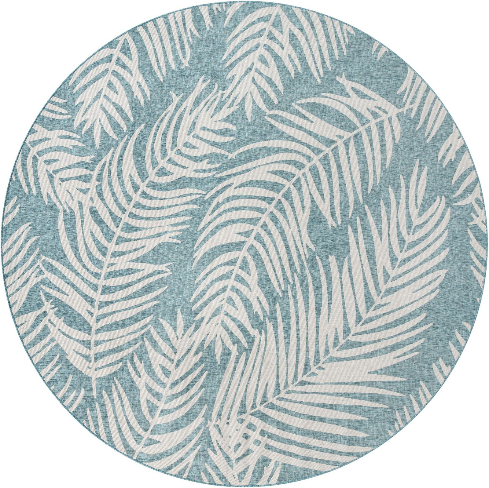 13' x 13' Moody · Floral / botanical Outdoor Rug, aqua