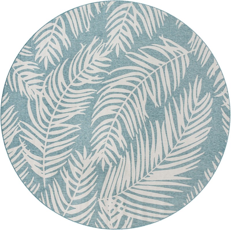 13' x 13' Moody · Floral / botanical Outdoor Rug, aqua
