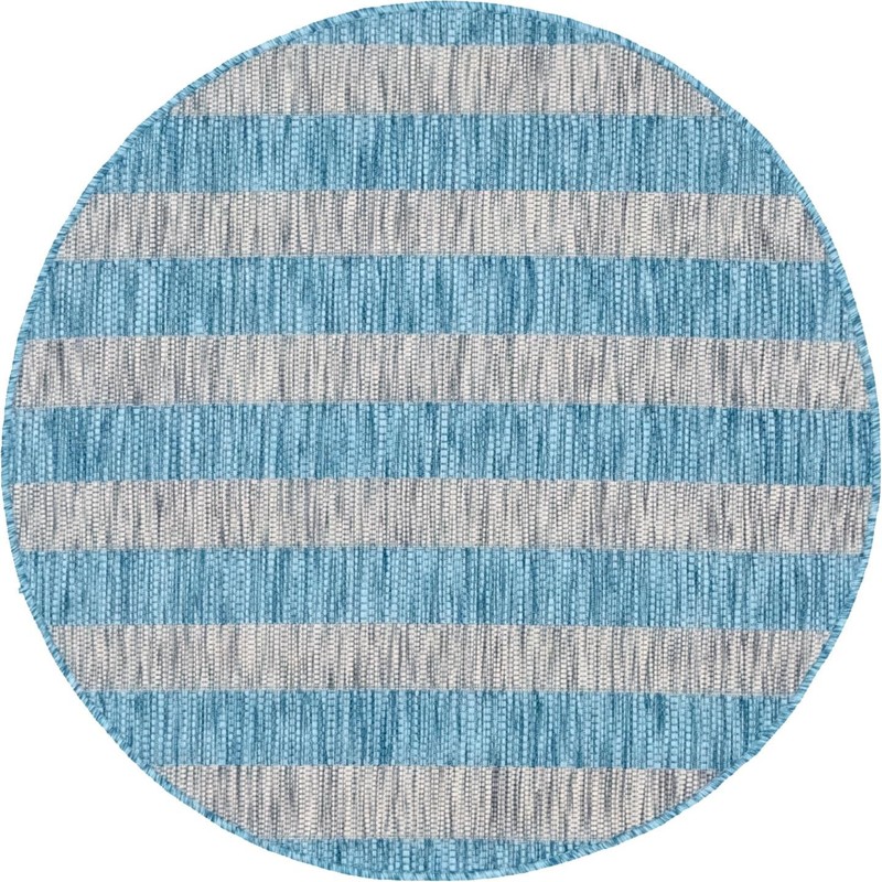Dahlia · Striped Outdoor Rug, aqua