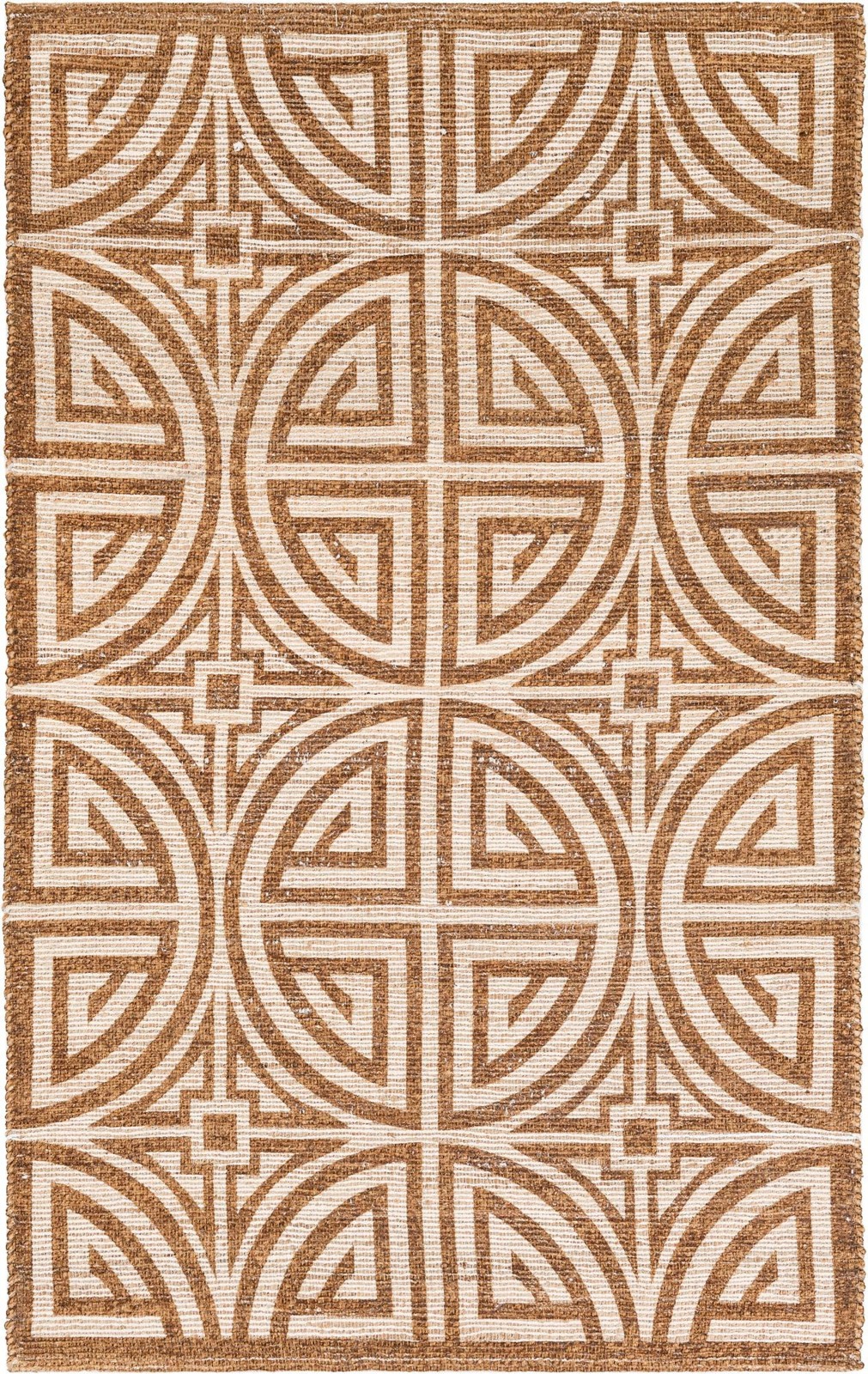 5' 1 x 8' Pasco · Geometric trellis rug, brown and ivory