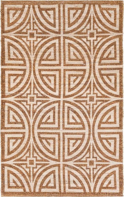 5' 1 x 8' Pasco · Geometric trellis rug, brown and ivory