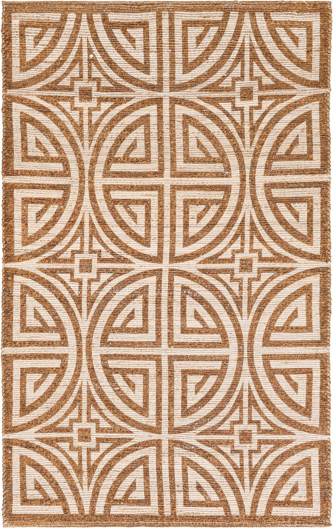 5' 1 x 8' Pasco · Geometric trellis rug, brown and ivory