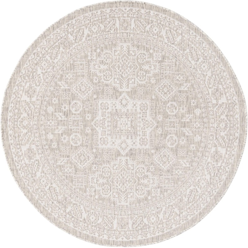 5' 3 x 5' 3 Bellamy · Border Outdoor Rug, light gray