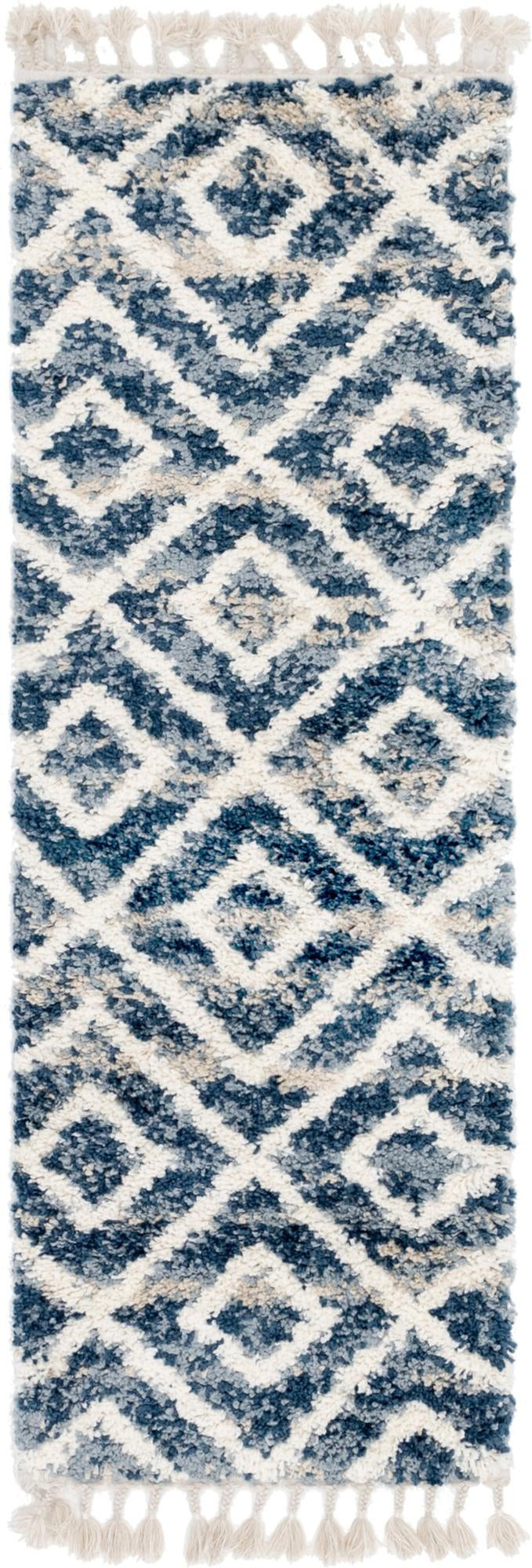2' 2 x 6' Tunstall · Diamond Shag Rug, blue