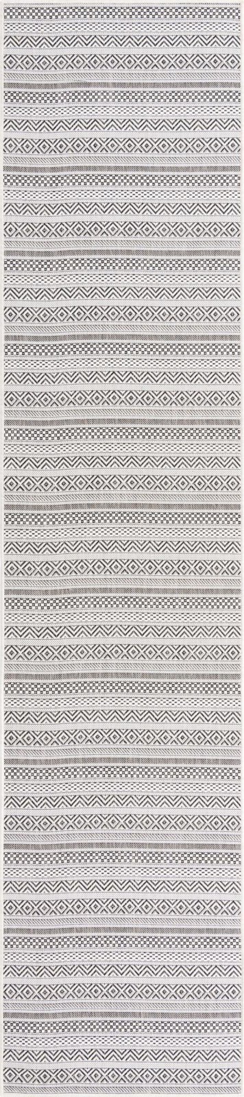 2' 7 x 12' Merlin · Striped geometric Outdoor Rug, beige and black