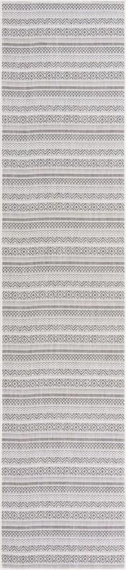 2' 7 x 12' Merlin · Striped geometric Outdoor Rug, beige and black