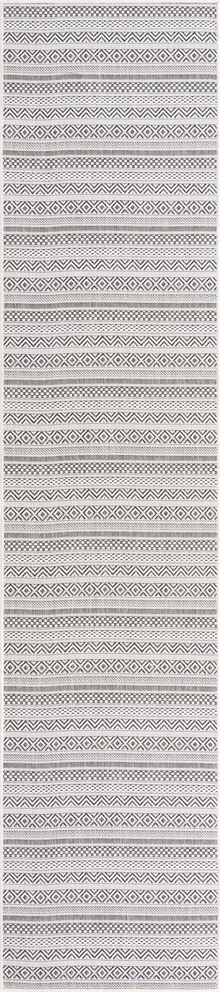 2' 7 x 12' Merlin · Striped geometric Outdoor Rug, beige and black