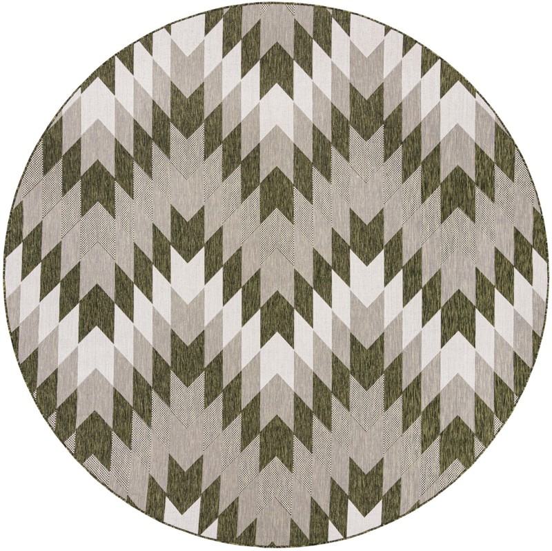 10' x 10' Morrell · Chevron Outdoor Rug, green and ivory