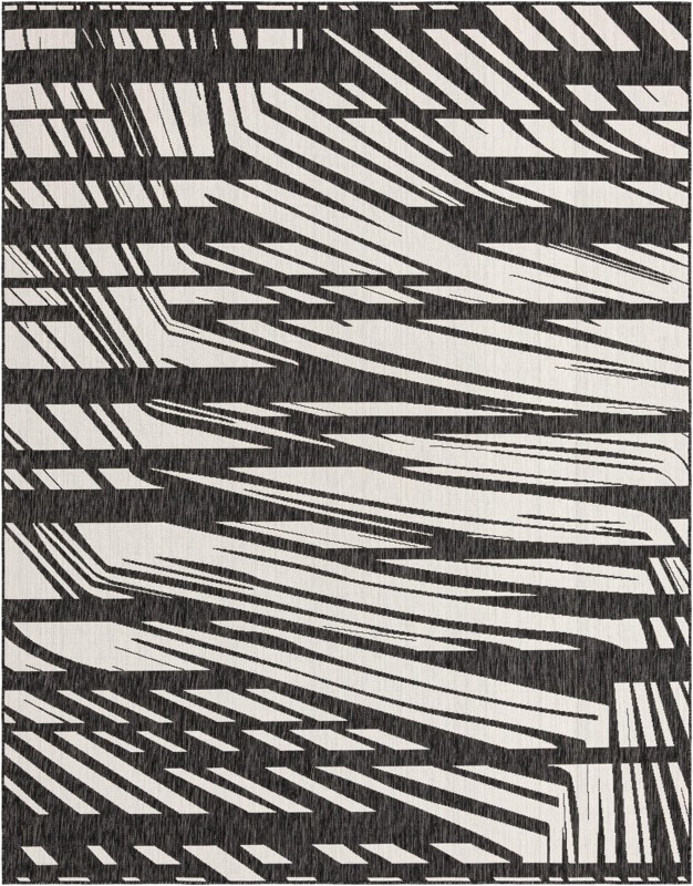 7' 10 x 10' Frasier · Abstract geometric Outdoor Rug, black and white