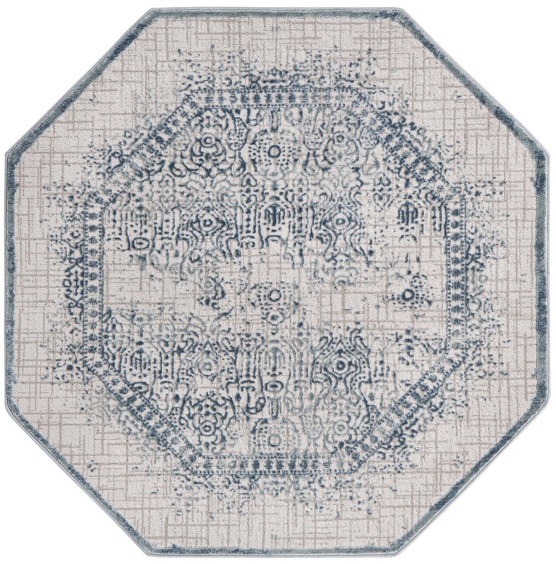 Ardmore · Distressed medallion rug, blue and ivory