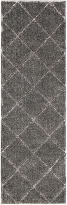 2' x 6' Gilchrist · Diamond rug, gray and silver