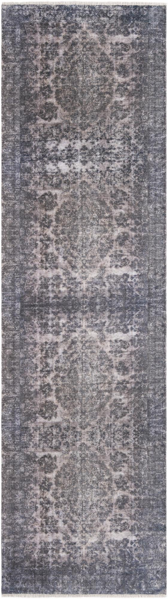 3' 3 x 11' 10 Tooley · Border rug, gray and blue