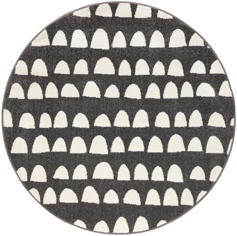 5' x 5' Halloran · Dotted arches rug, gray and ivory