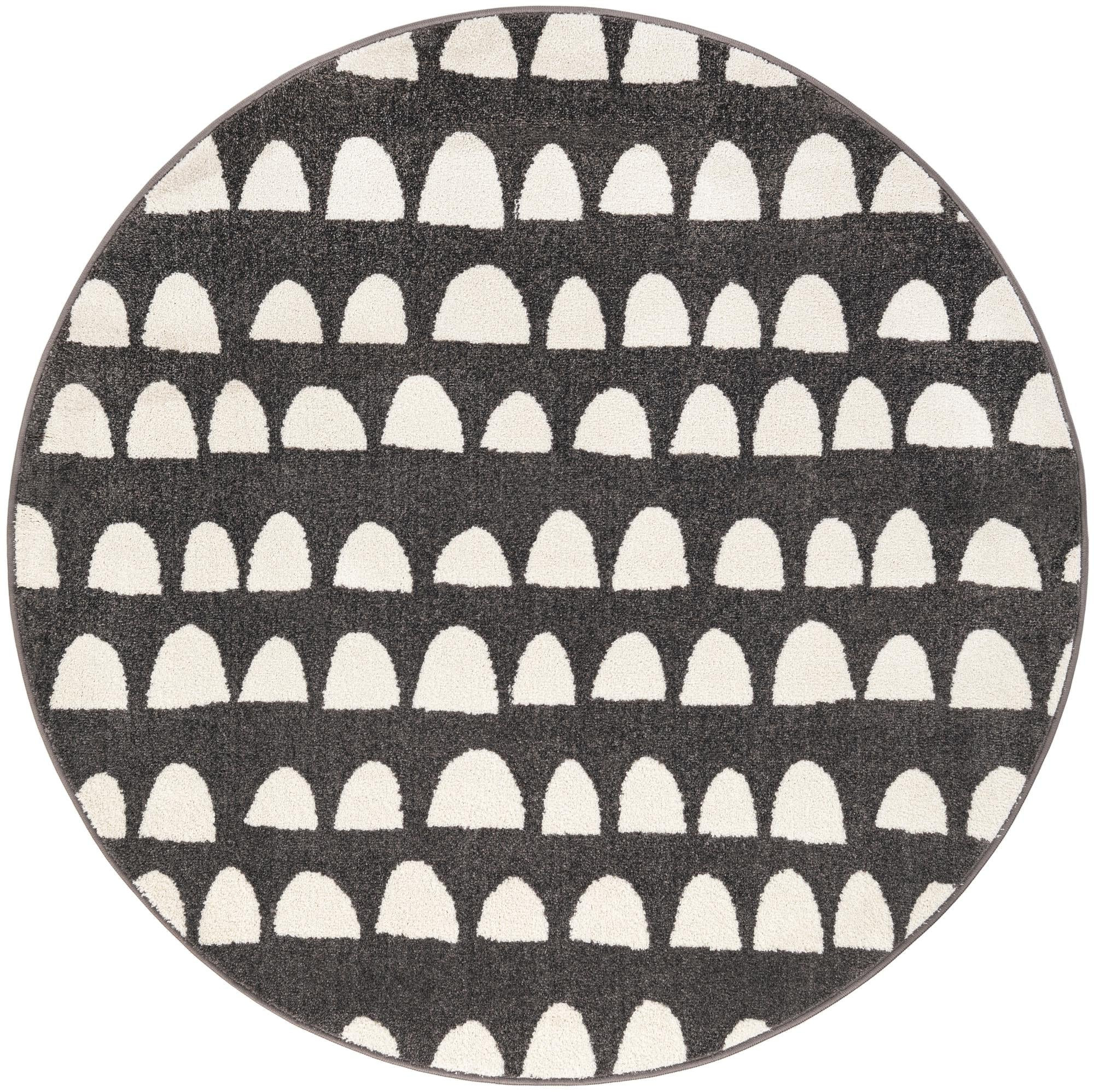 5' x 5' Halloran · Dotted arches rug, gray and ivory