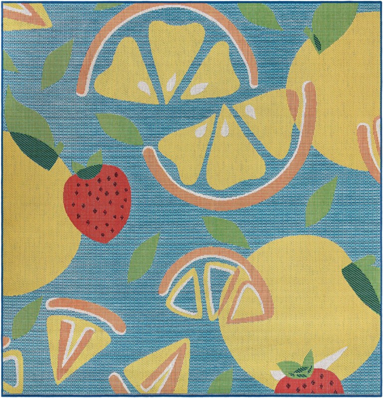 7' 10 x 7' 10 Masterson · Border Outdoor Rug, blue