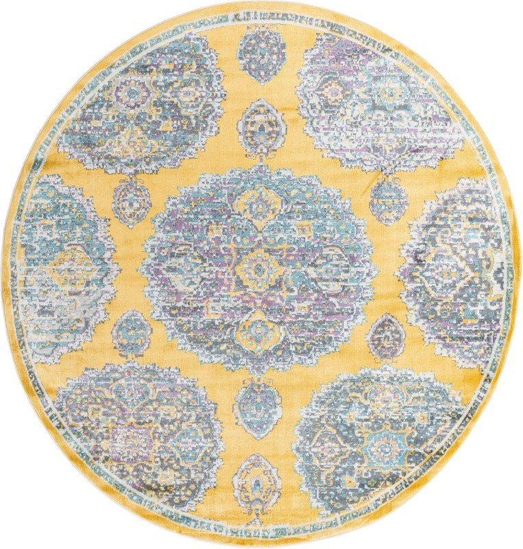 8' 2 x 8' 2 Mather · Medallion rug, yellow