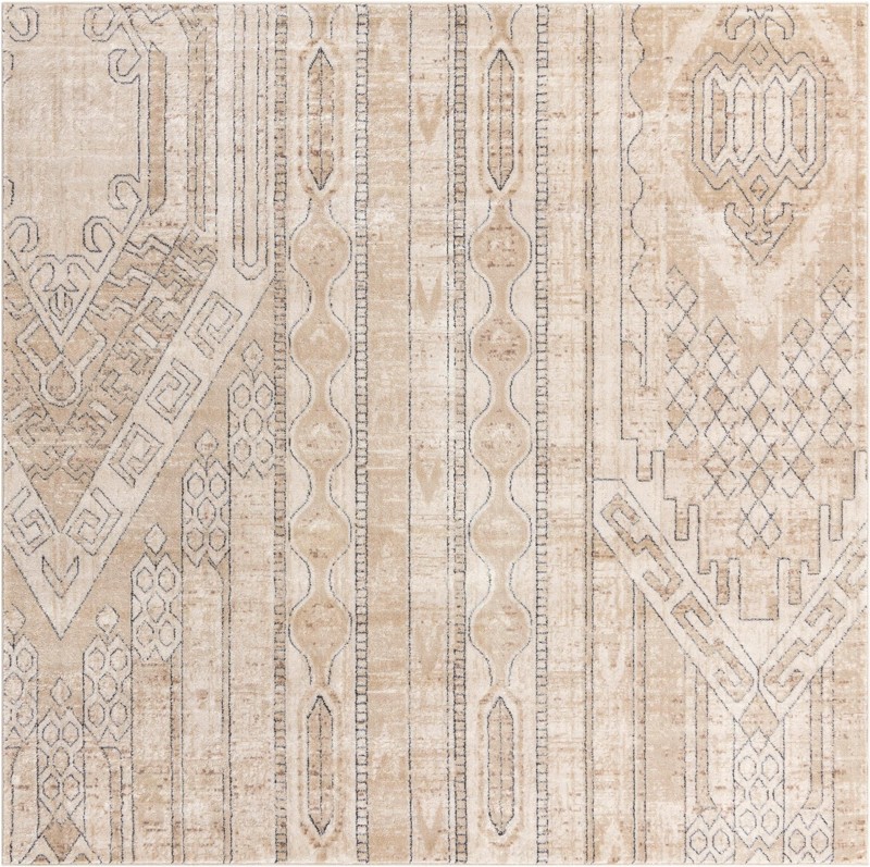 Cardinal · Tribal geometric rug, ivory and gray