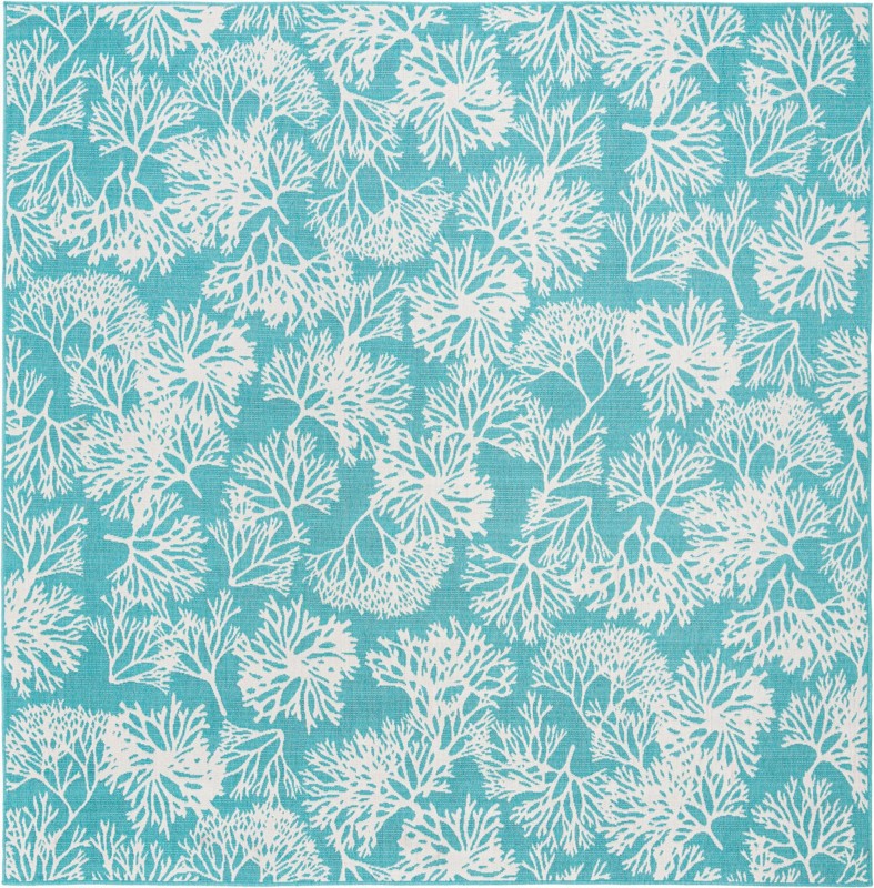 10' x 10' Dartmouth · Floral / botanical Outdoor Rug, teal