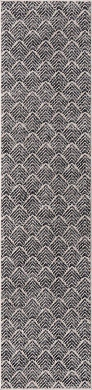 2' x 8' Riverbend · Chevron rug, charcoal ivory