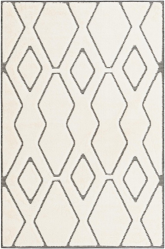 5' 3 x 8' Armstead · Geometric trellis rug, ivory and black